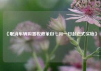 《取消车辆购置税政策自七月一日起正式实施》