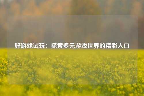 好游戏试玩:探索多元游戏世界的精彩入口