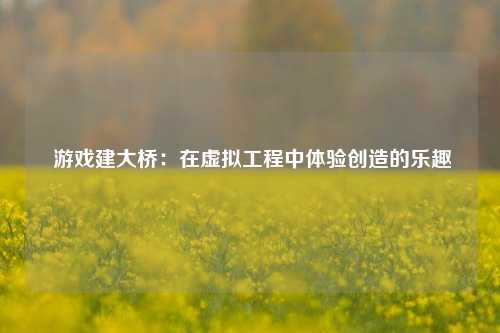  游戏建大桥：在虚拟工程中体验创造的乐趣