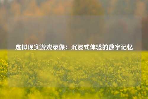 虚拟现实游戏录像:沉浸式体验的数字记忆