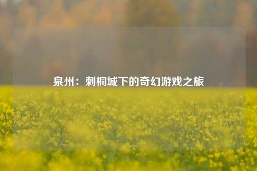 泉州：刺桐城下的奇幻游戏之旅