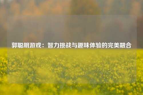 郭聪明游戏：智力挑战与趣味体验的完美融合